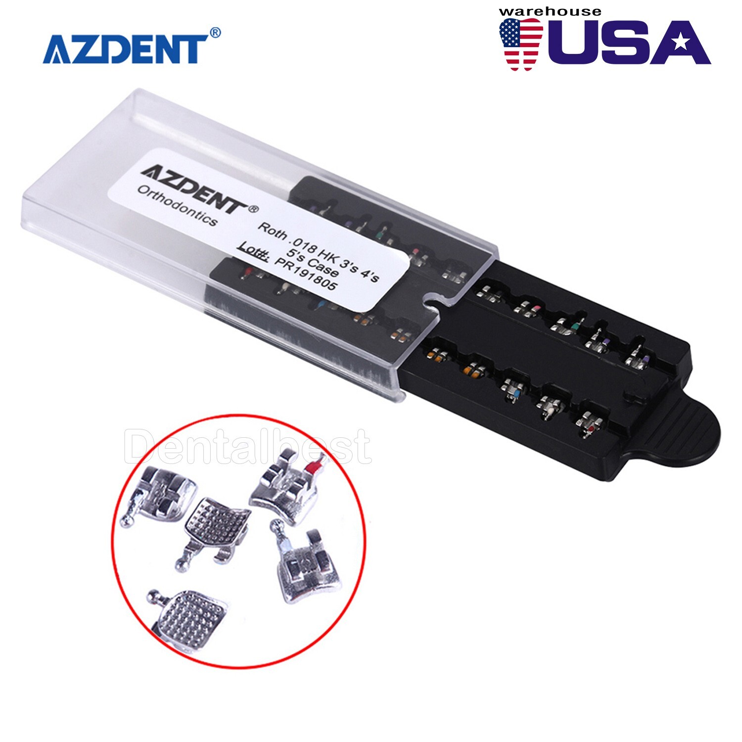 AZDENT Dental Orthodontic MIM Monoblock Bracket Braces Mini Roth 018 Hooks 3-4-5