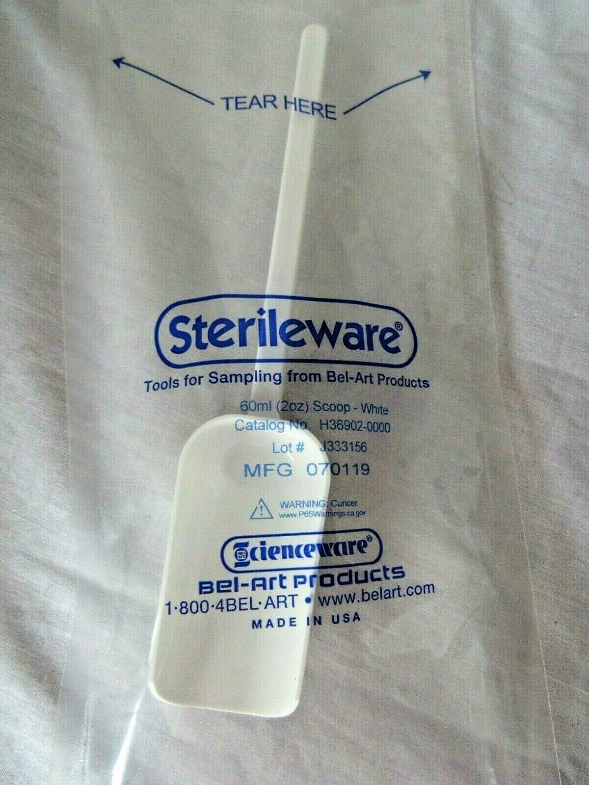 Lot 5 Bel Art Sterileware Scienceware White Sampling Scoops 60ml 2oz H36902-0000