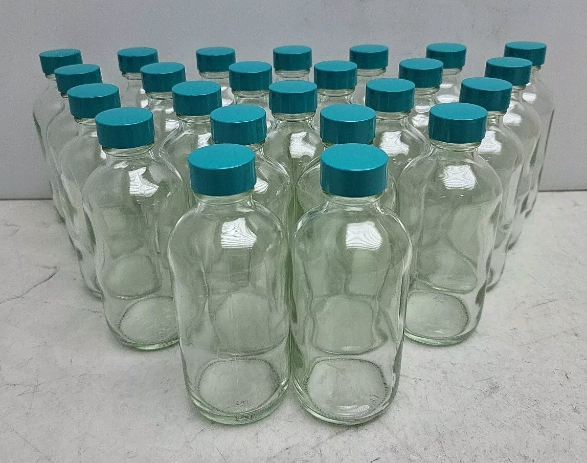 24 Pk Qorpak Glass Bottle & Cap 120mL / 4 fl oz Narrow Boston Round GLC-01123