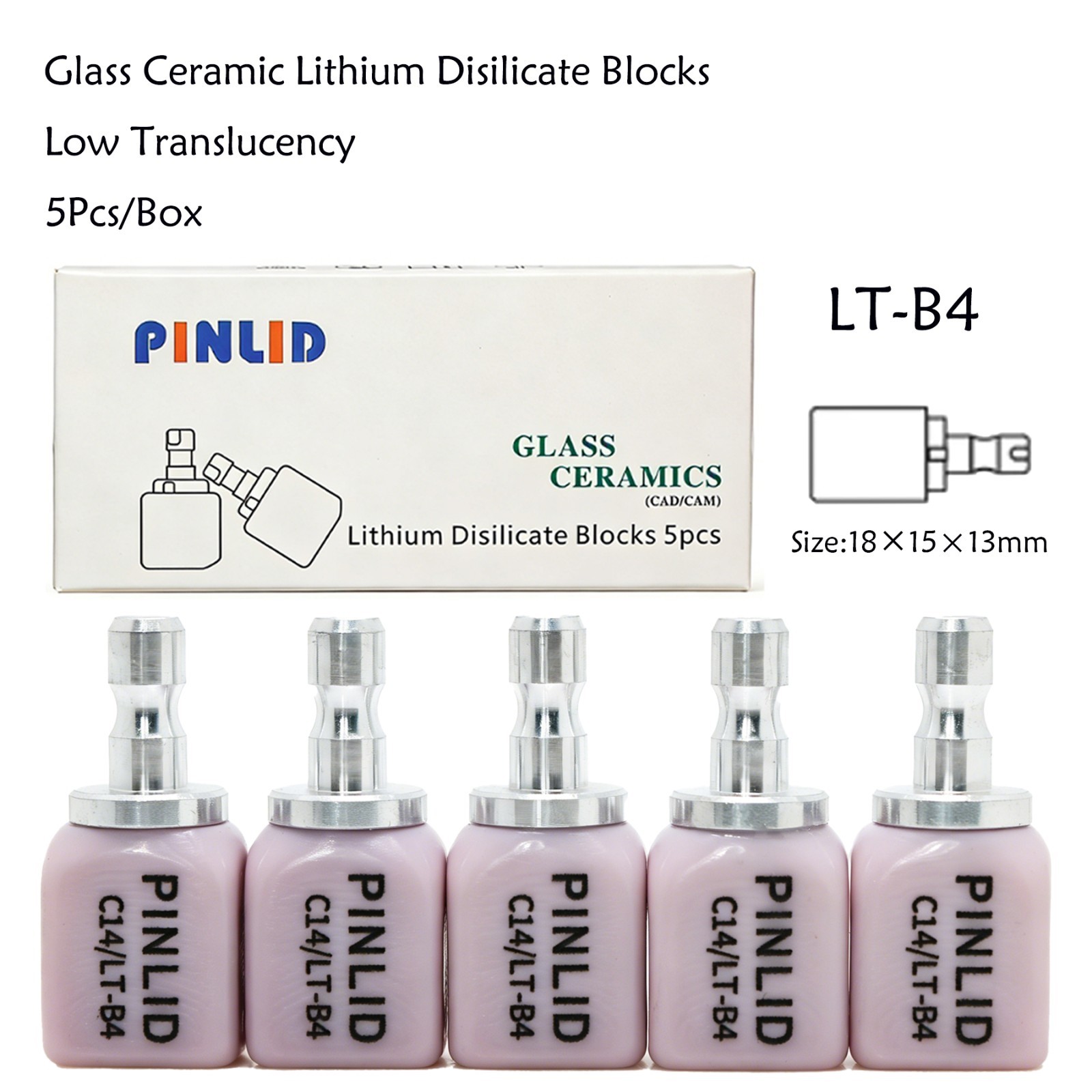 5PCS C14 Dental Emax Glass Ceramic Blocks Lithium Disilicate CAD/CAM CEREC Block