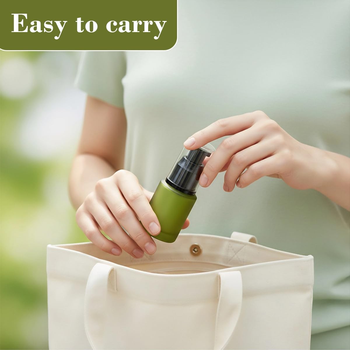 1PCS 60ML/2OZ Empty Refillable Green Frosted Glass Bottles with Pump Vial…