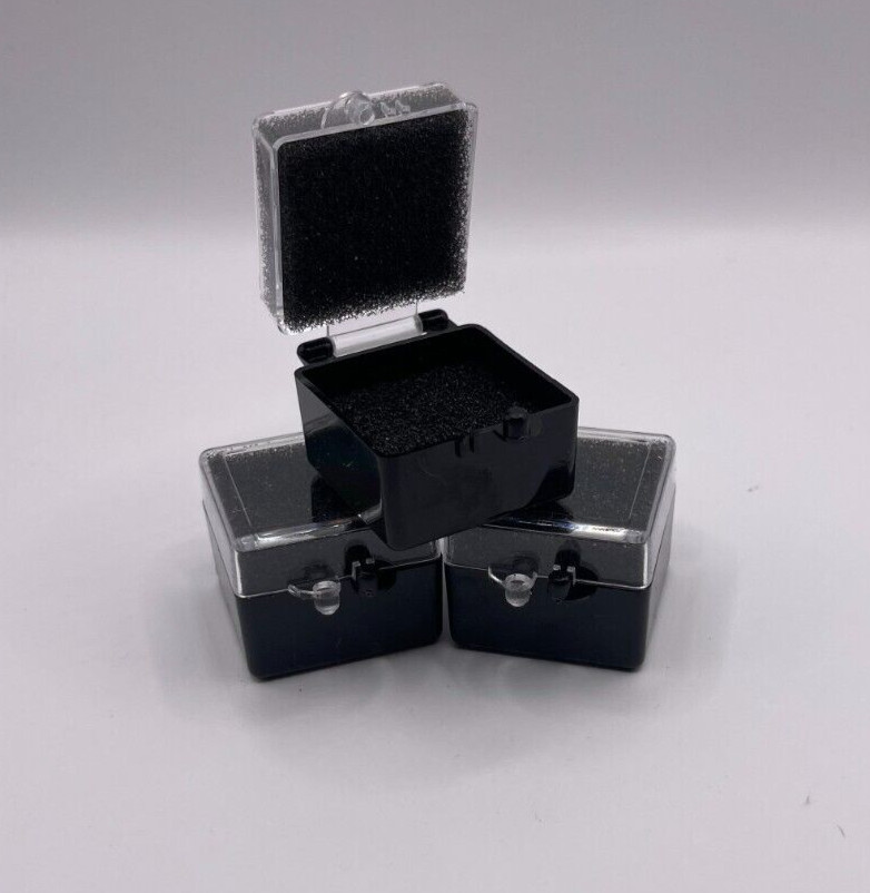 50 Pack, 1″ Black Crown Foam Case Container Hinged Display Box Jewelry Teeth