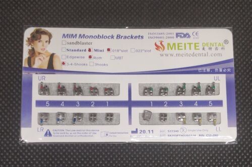 50 Sets Dental Orthodontic Bracket MIM Monoblock Mini Roth/MBT 022/018 345 Hooks