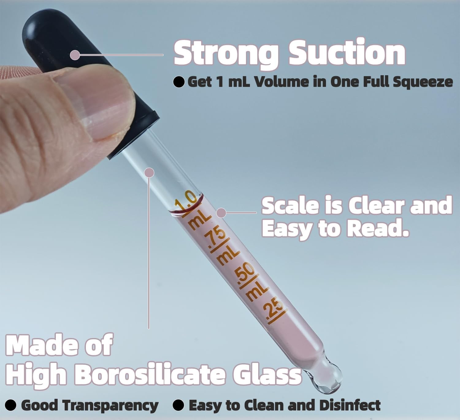 6 Pack Glass Pipette Dropper with Brush – Bent & Straight Tips 1 ml Eye Droppers