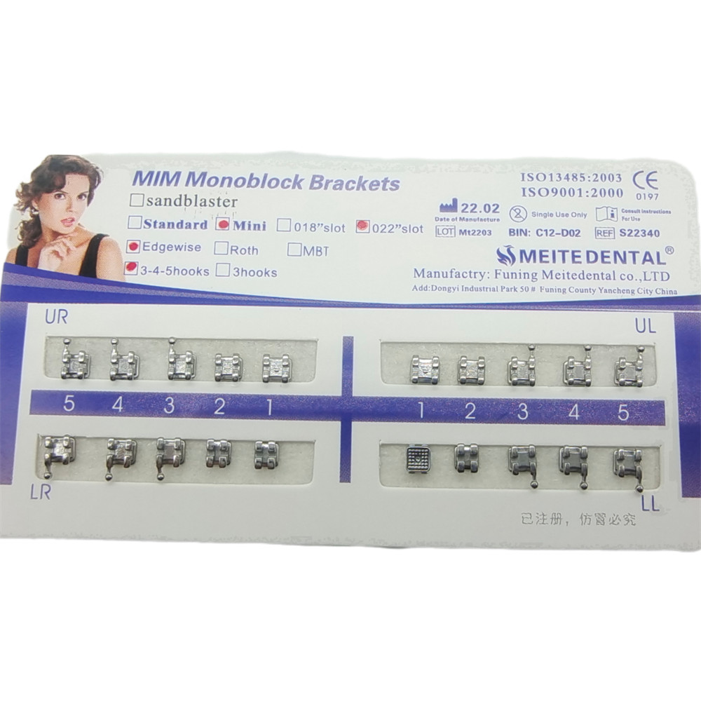20pc/Kit Dental Orthodontic Bracket Braces MIM Mini Edgewise .022 Hooks 3-4-5