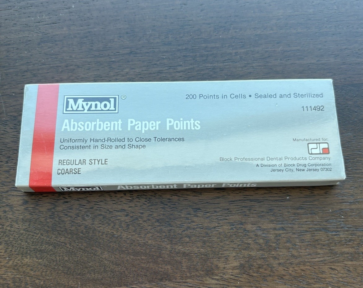 Mynol Endodontic Paper Points Coarse 200ct 1 Box Sealed Root Canal