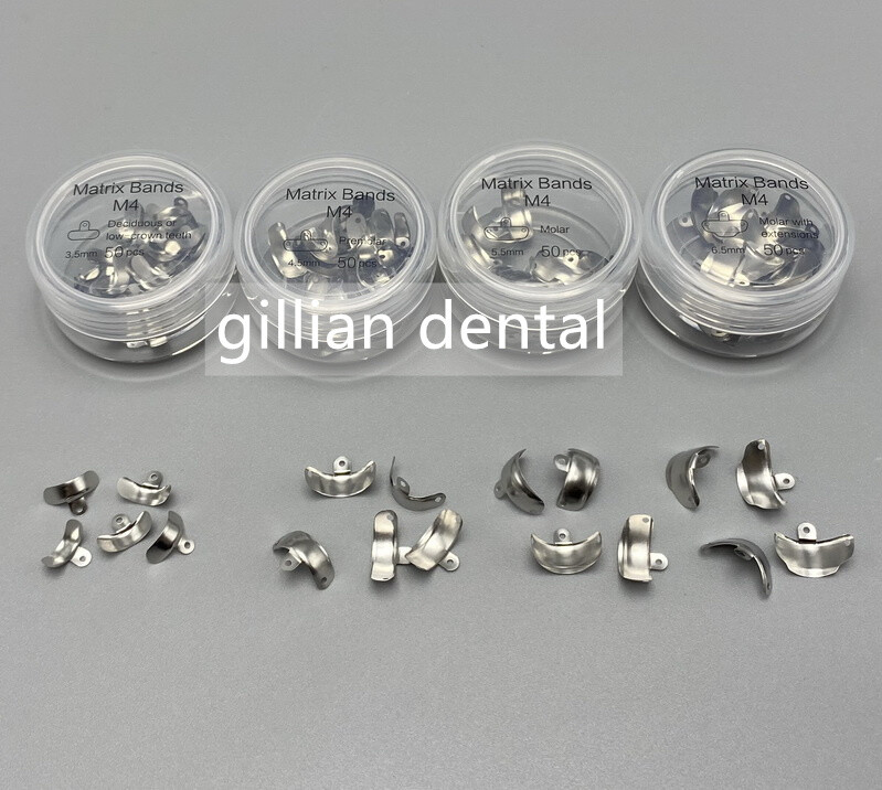 Dental Sectional Matrix Bands M4 3.5-6.5mm Metal Matrices Resin Clamp Clip Ring