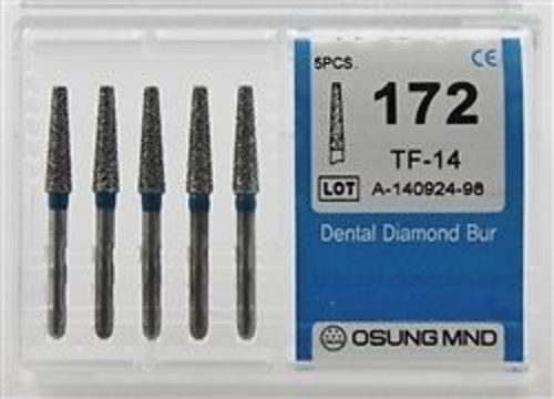 Dental Diamond Burs, Standard Grit Multi-Use, 5 Pcs/Pk [172TF-14]