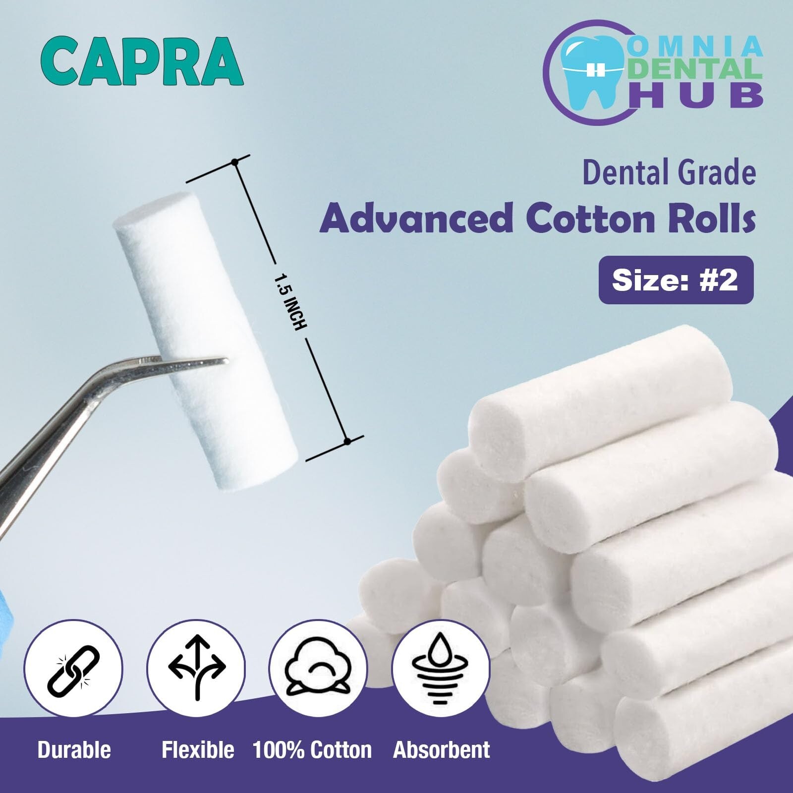 Dental Grade CAPRA Advanced Cotton Rolls Non-Sterile High Absorbent Cotton Pads