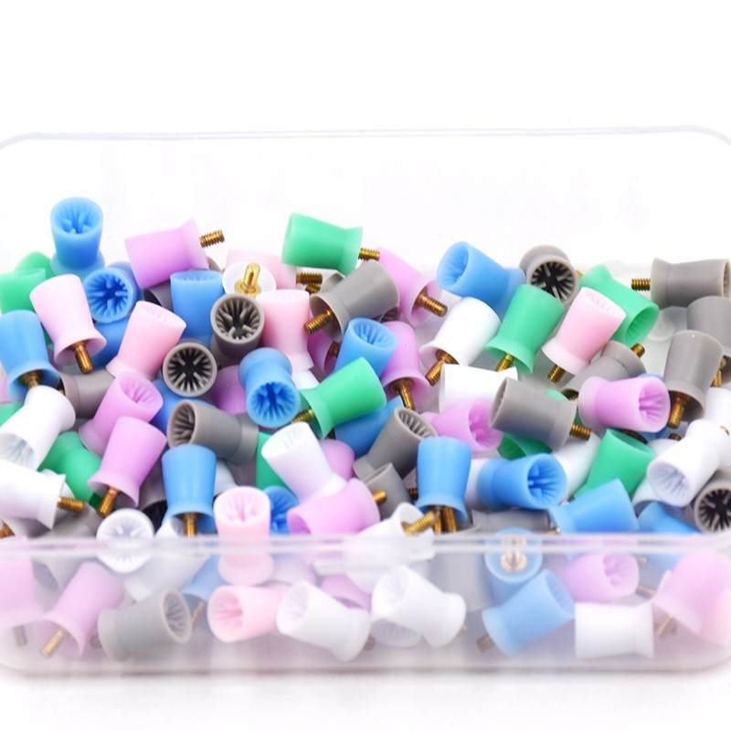 100Pcs/Box Dental 4 Webbed Screw On Type Rubber Polishing Cups Prophy Polisher