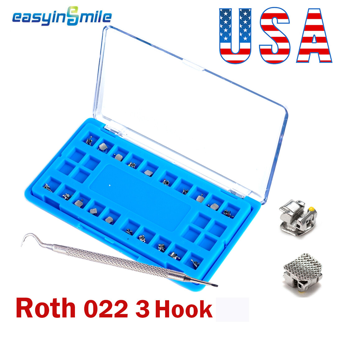 10packs Ortho Self-ligating Bracket MBT/Roth 022 Braces Mesh Base 3/345Hook