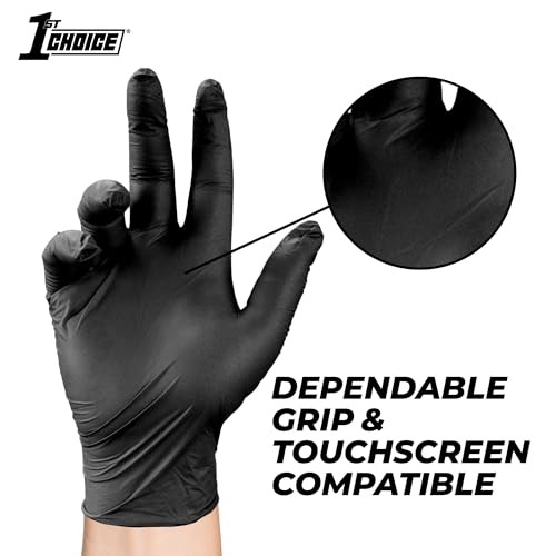 1st Choice Black Nitrile Gloves, 100 Small (Pack of 100)