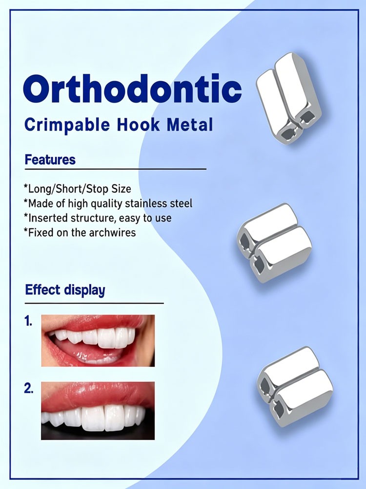 Dental Orthodontic Accessory Crimpable Hook Double Tube/ Cross Type 10pcs/bag