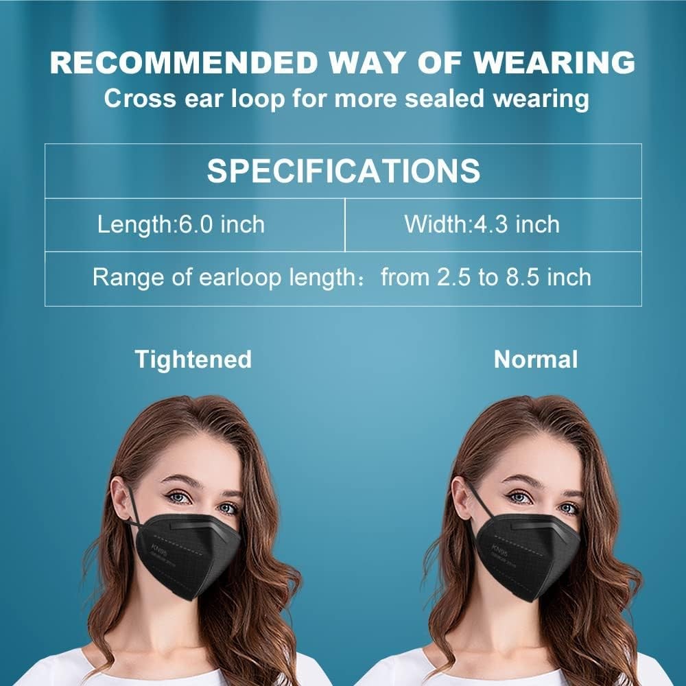 CHGD Kn95 Face Mask Black,5 Layer Cup Dust Safety Masks Men & Women Universal,Br