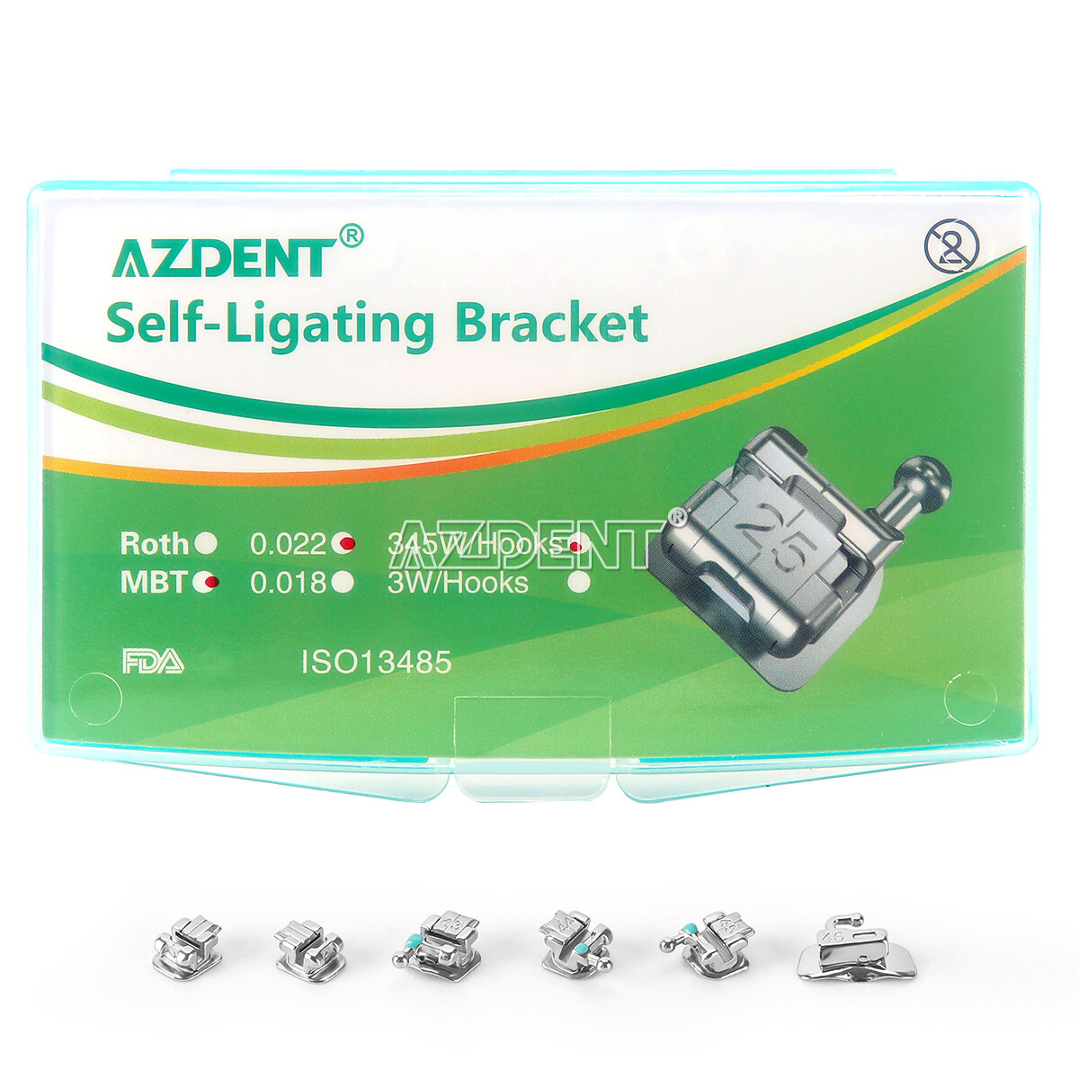 Dental Ortho MINI Self-Ligating Brackets 0.022 Roth/MBT345/3 Hooks Braces+ Tools