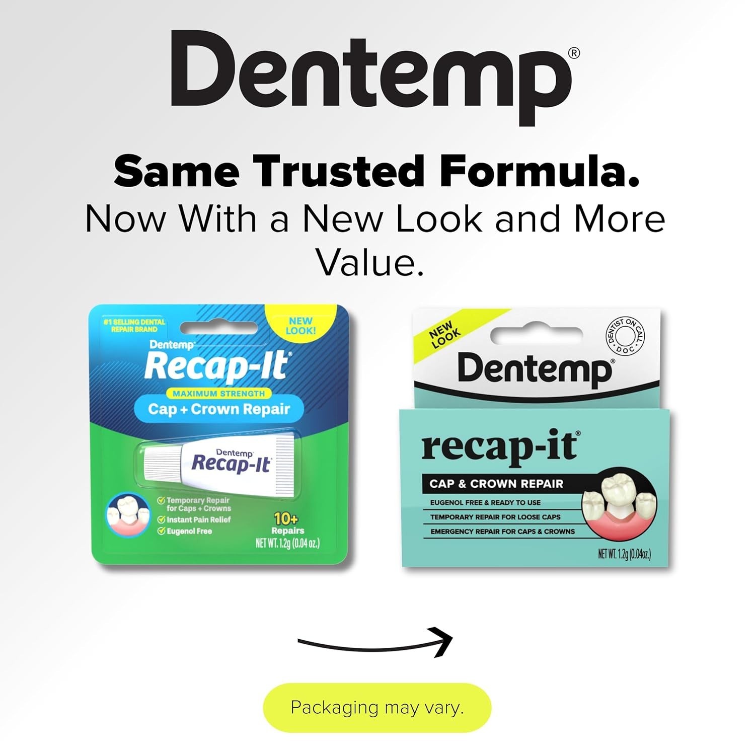 Recap-It Cap and Crown Repair Dental Kit – Fast Acting Formula Dental Cement …