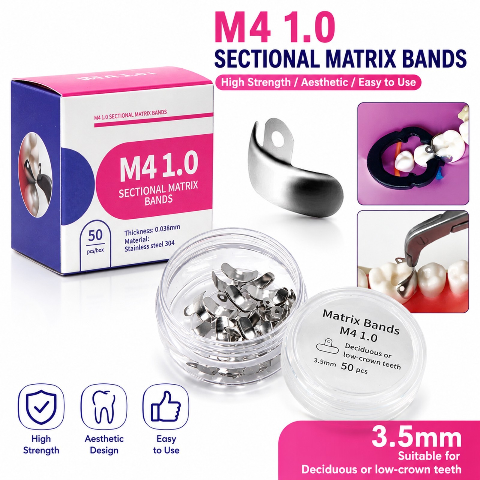Dental Matrix Bands M4 Sectional Contoured Metal Matrices Dentistry Palodent V3