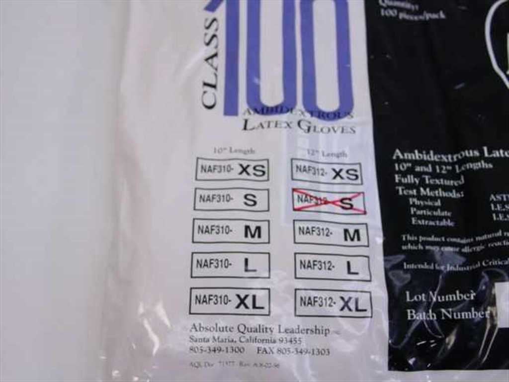 ALQ 100 Pack SMALL Ambidextrous Latex Gloves – New Sealed Bag NF312