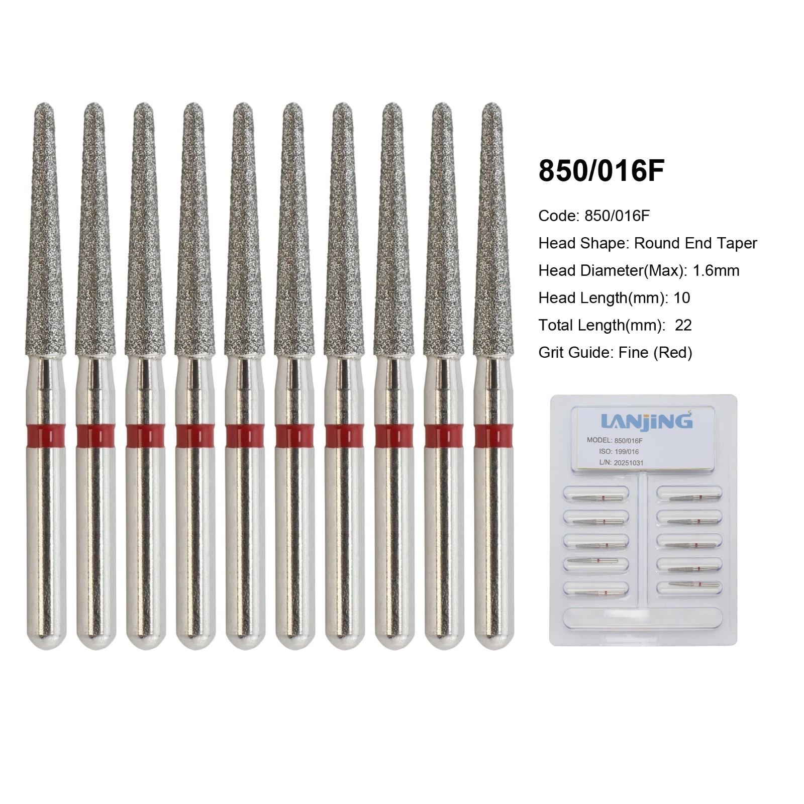 Dental Bur Diamond Burs FG High Speed Round End Taper Cylinder Football Barrel