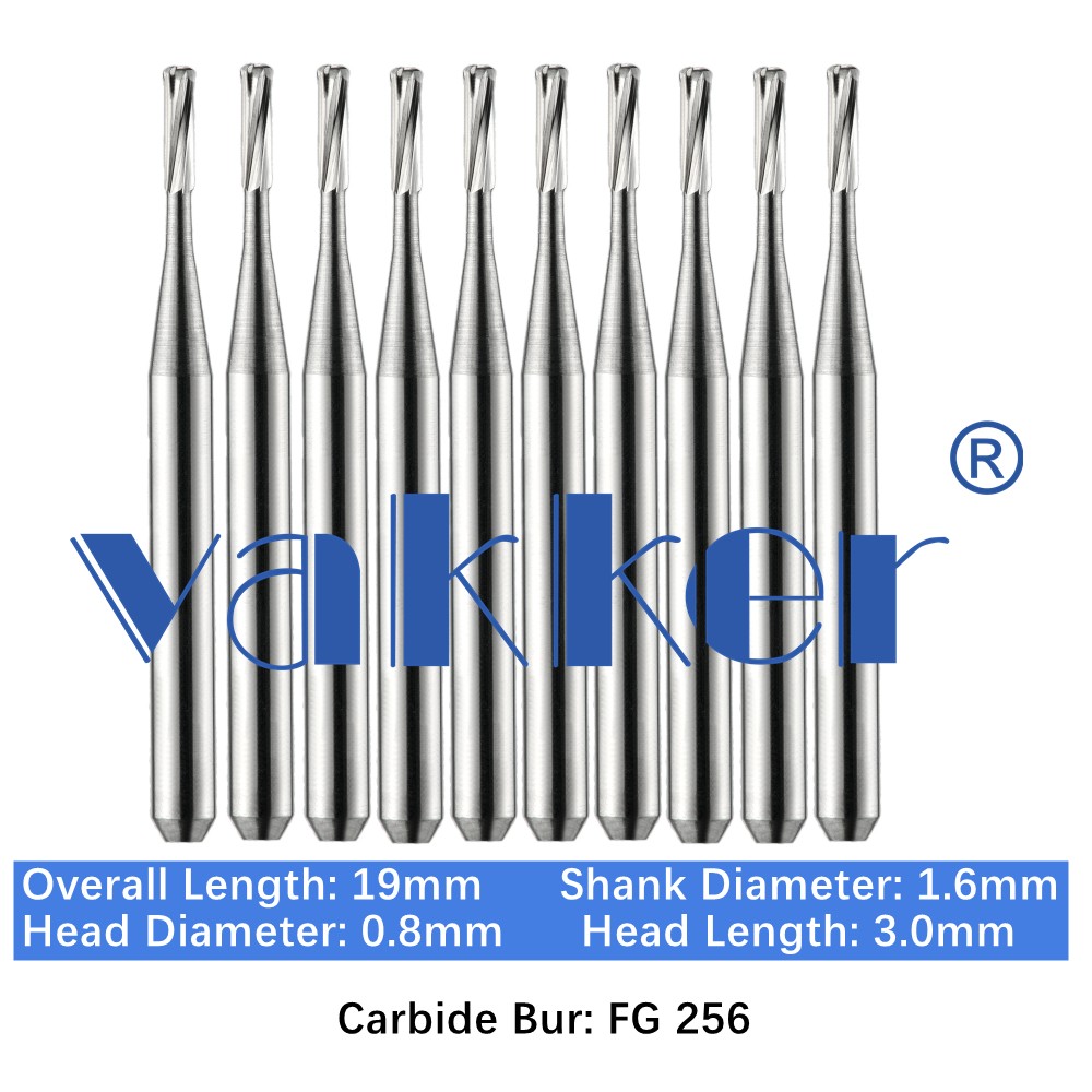 10-100pc Vakker Dental Carbide Burs FG256 19mm Pear FG Drill Bits High Speed