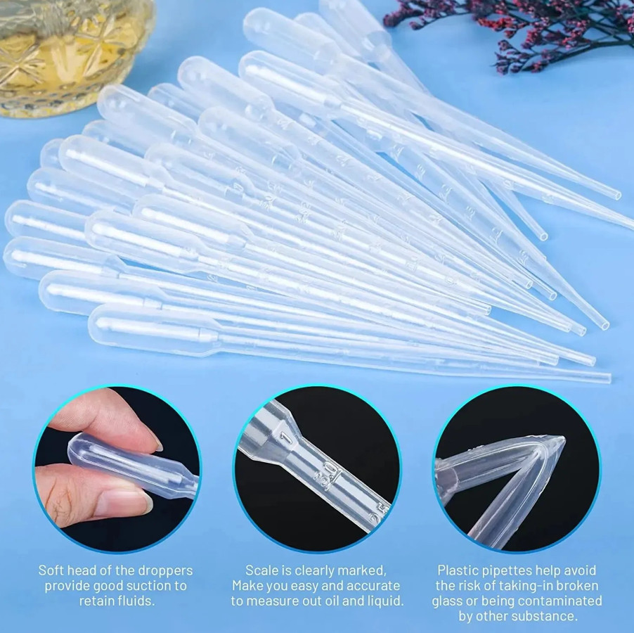 100pcs Disposable Plastic Transfer Laboratory Pipettes Graduated Droppers – NEW