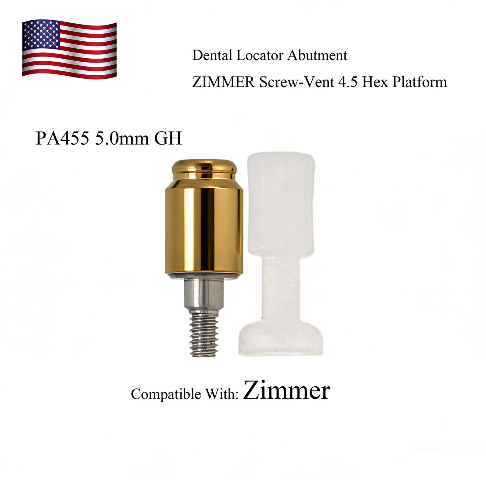 US Dental Zest Locator Abutment for Zimmer Screw-vent 4.5 Internal-Hex Platform