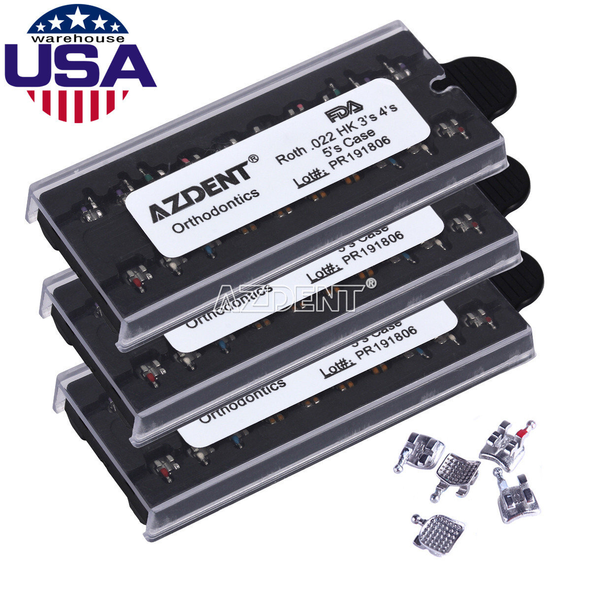 AZDENT ortodoncia brackets MIM Mini Roth/MBT 018/022 gancho 345 dental USA