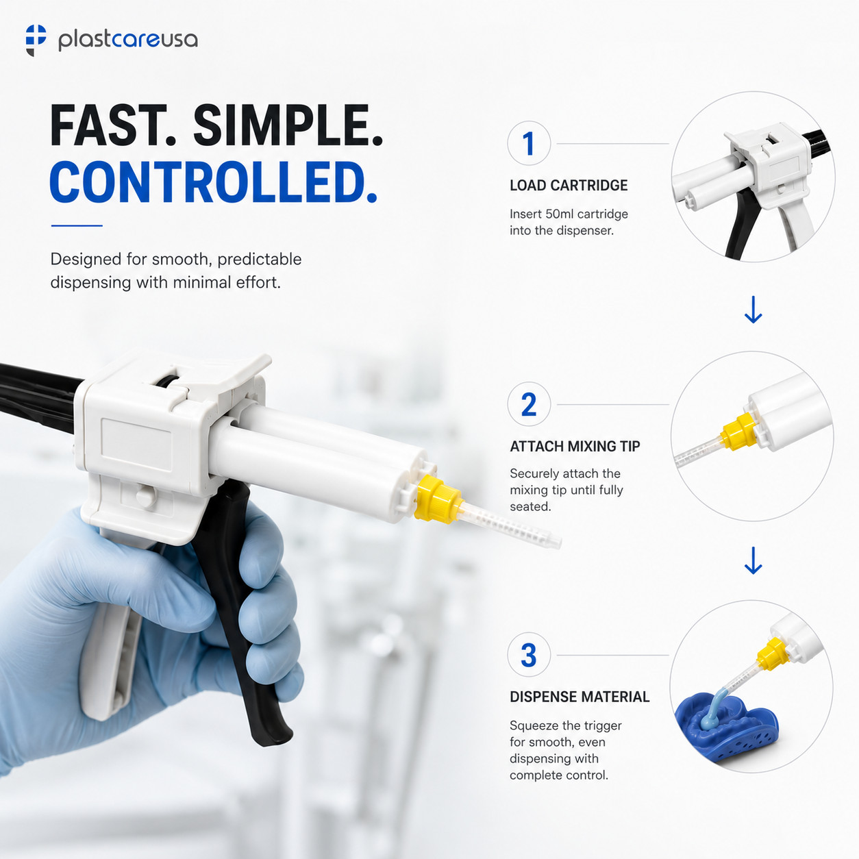 Dental Impression Universal Cartridge Dispenser Delivery Gun 1:1 2:1 House Brand