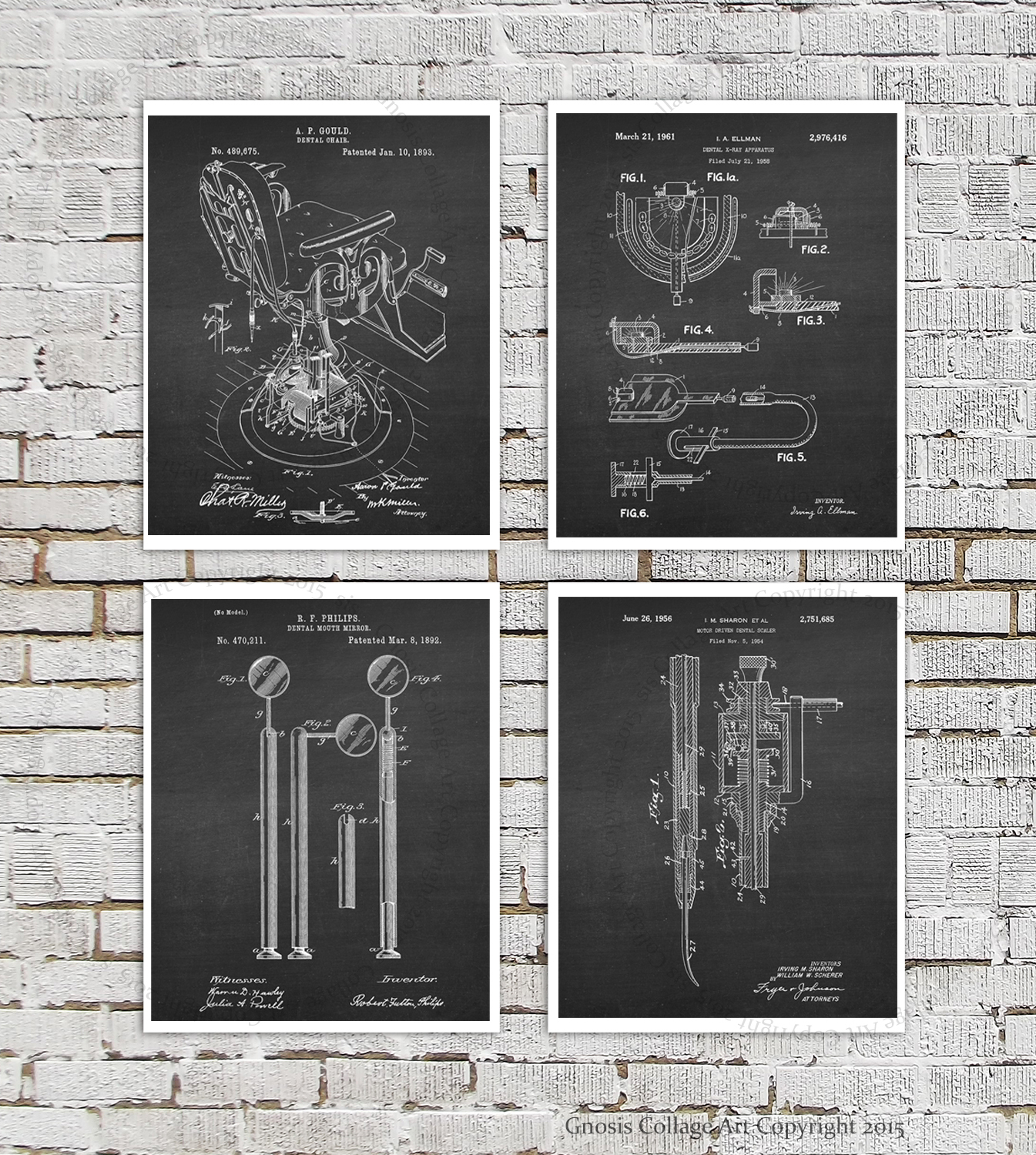 Dentist Office Decor set of 4 Unframed Dental Patent Art Prints Dentist gift