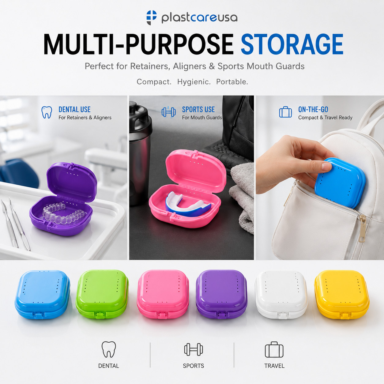 36 Sealed Assorted Dental Retainer Denture Case, Mouthguard Containers (3 Boxes)