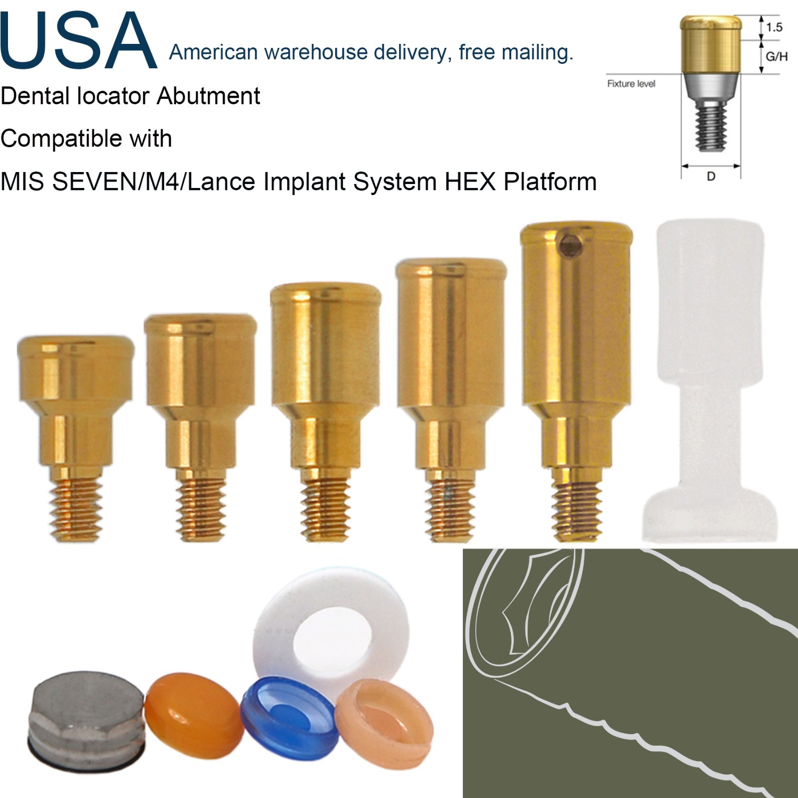 US Dental Locator Abutment For BioHorizons/Hiossen/Nobel/Zimmer Multiple Implant