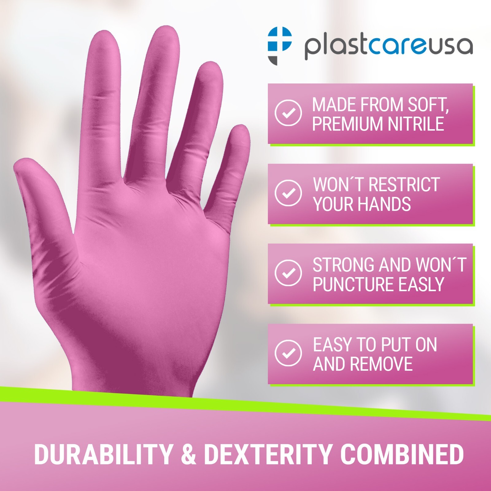 Pink Nitrile Exam Gloves – Various Sizes – Powder & Latex Free (Medical Grade)
