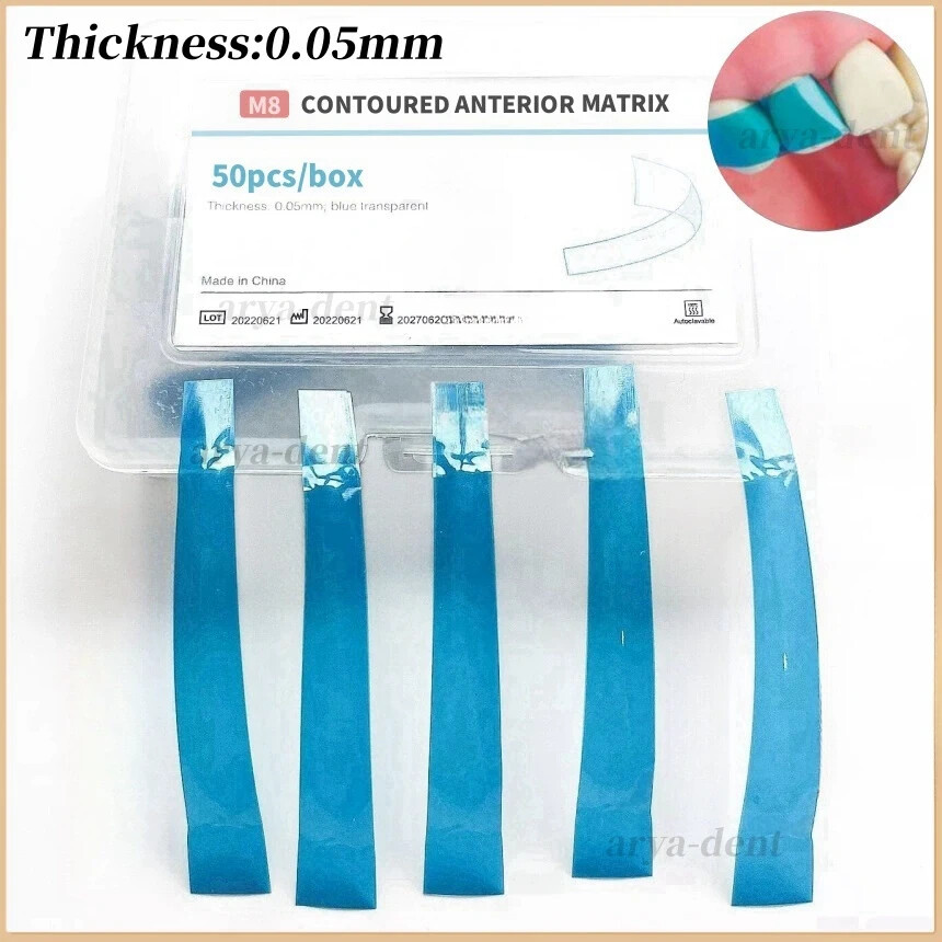 Dental Blue Matrix Strip Contoured Anterior Matrices 0.05mm Restorative Strips
