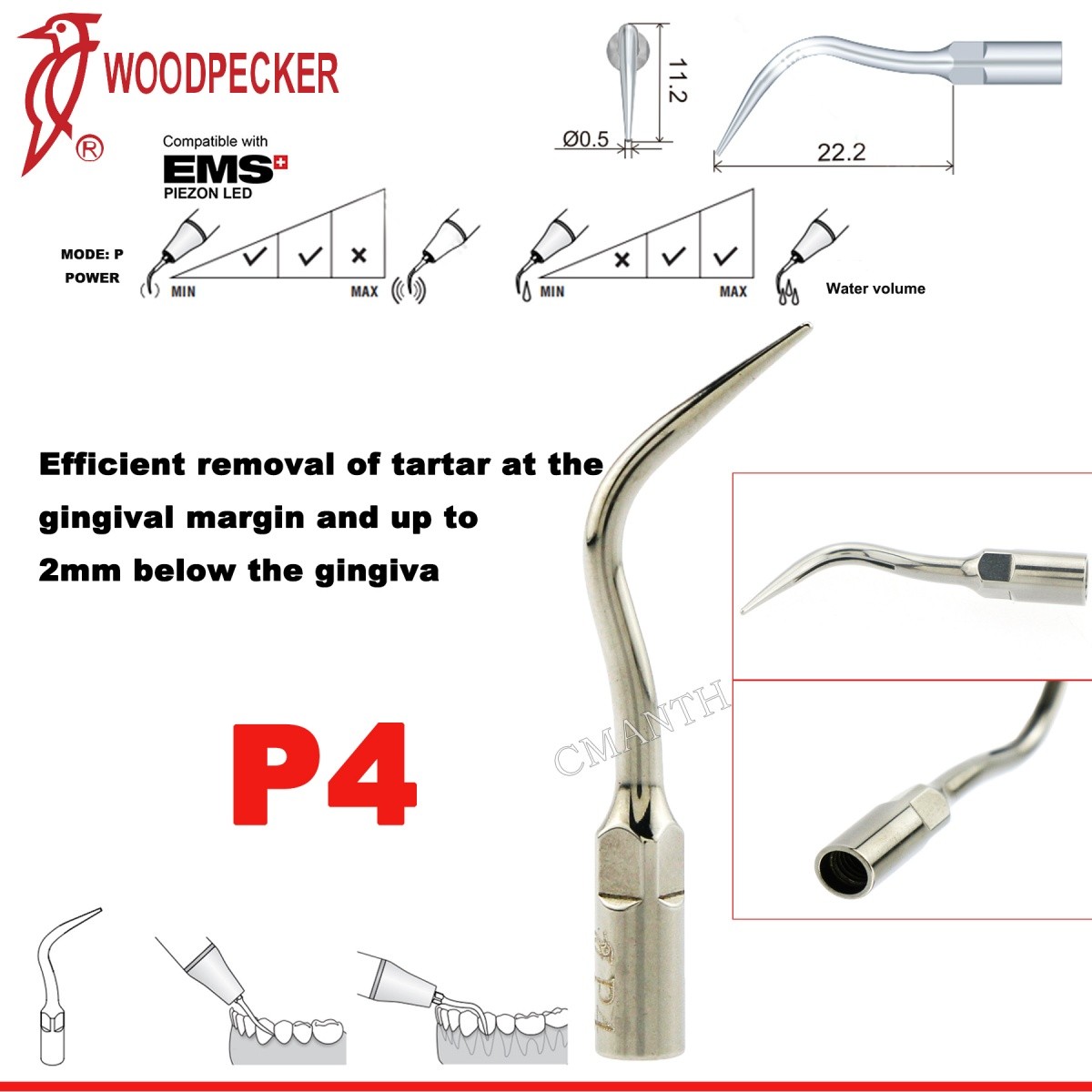 Woodpecker Dental Ultrasonic Scaler Tips P1-P33 Period Tips Fit EMS Scaler