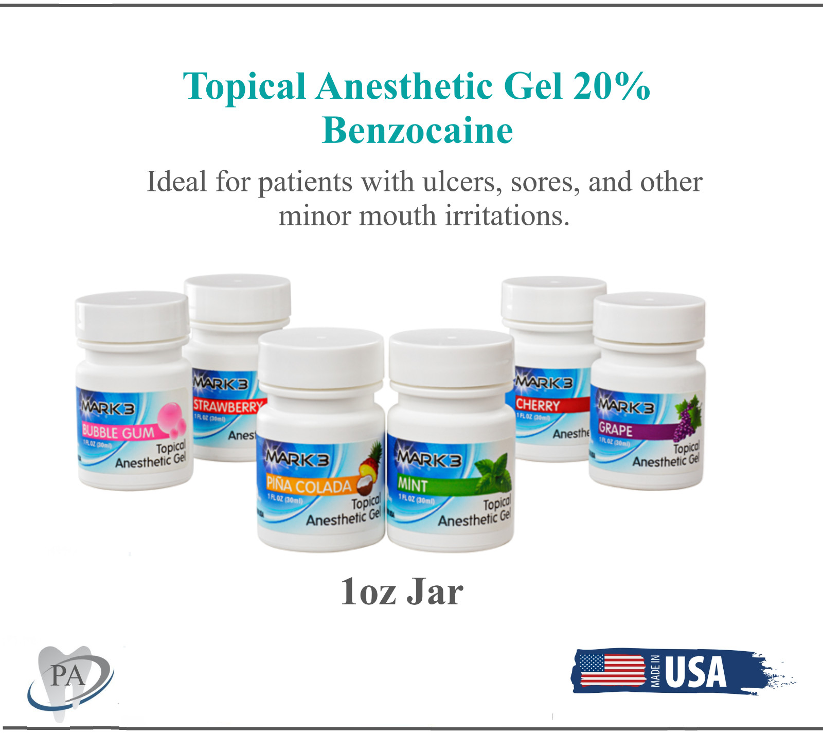 2 x Pack Dental Topical Anesthetic Gel 20%, 7 Flavors, 1oz Made in USA Exp 02/27