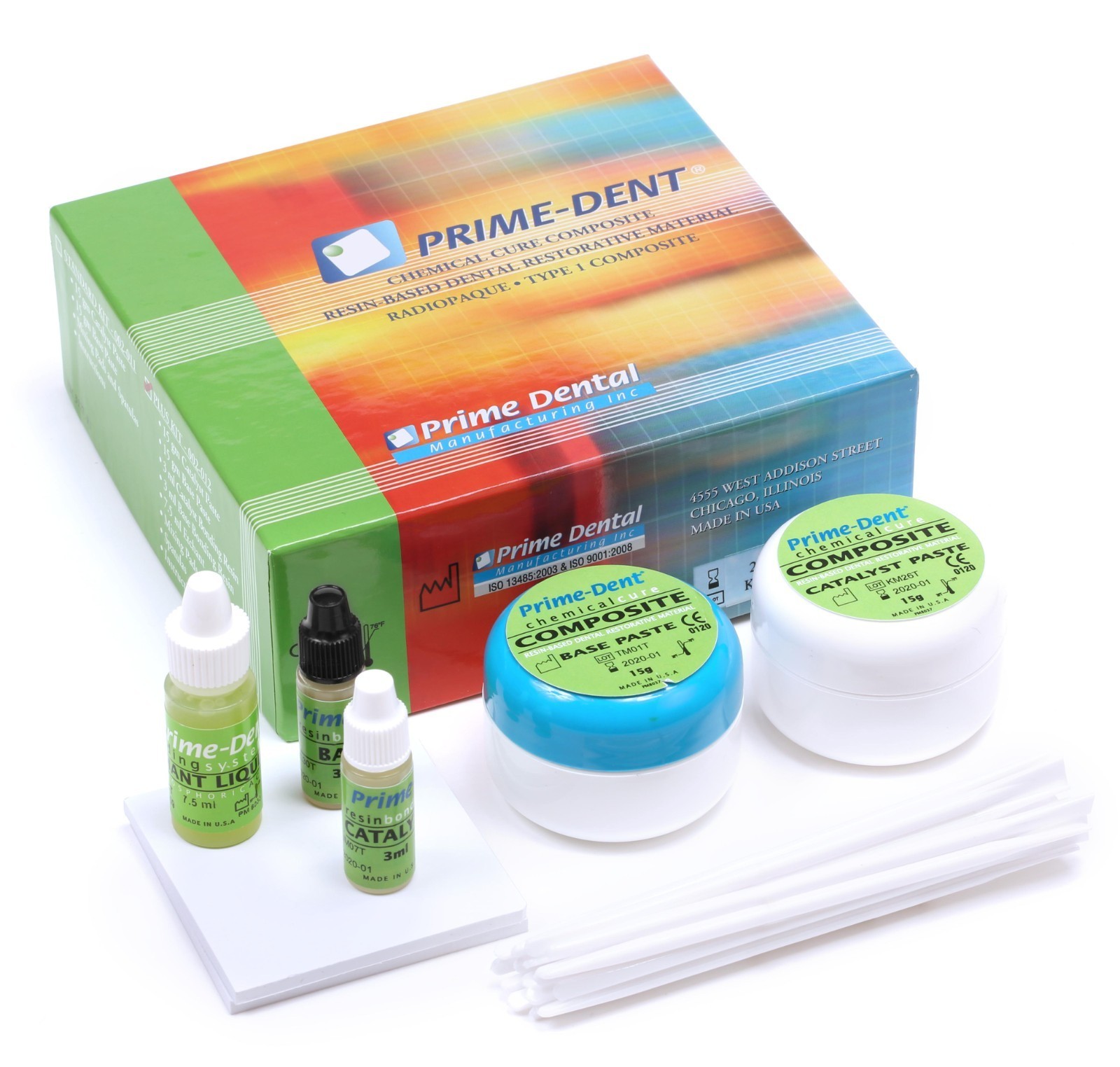 Prime-Dent Dental Chemical Self Cure Composite Resin Kit 15g With Bonding