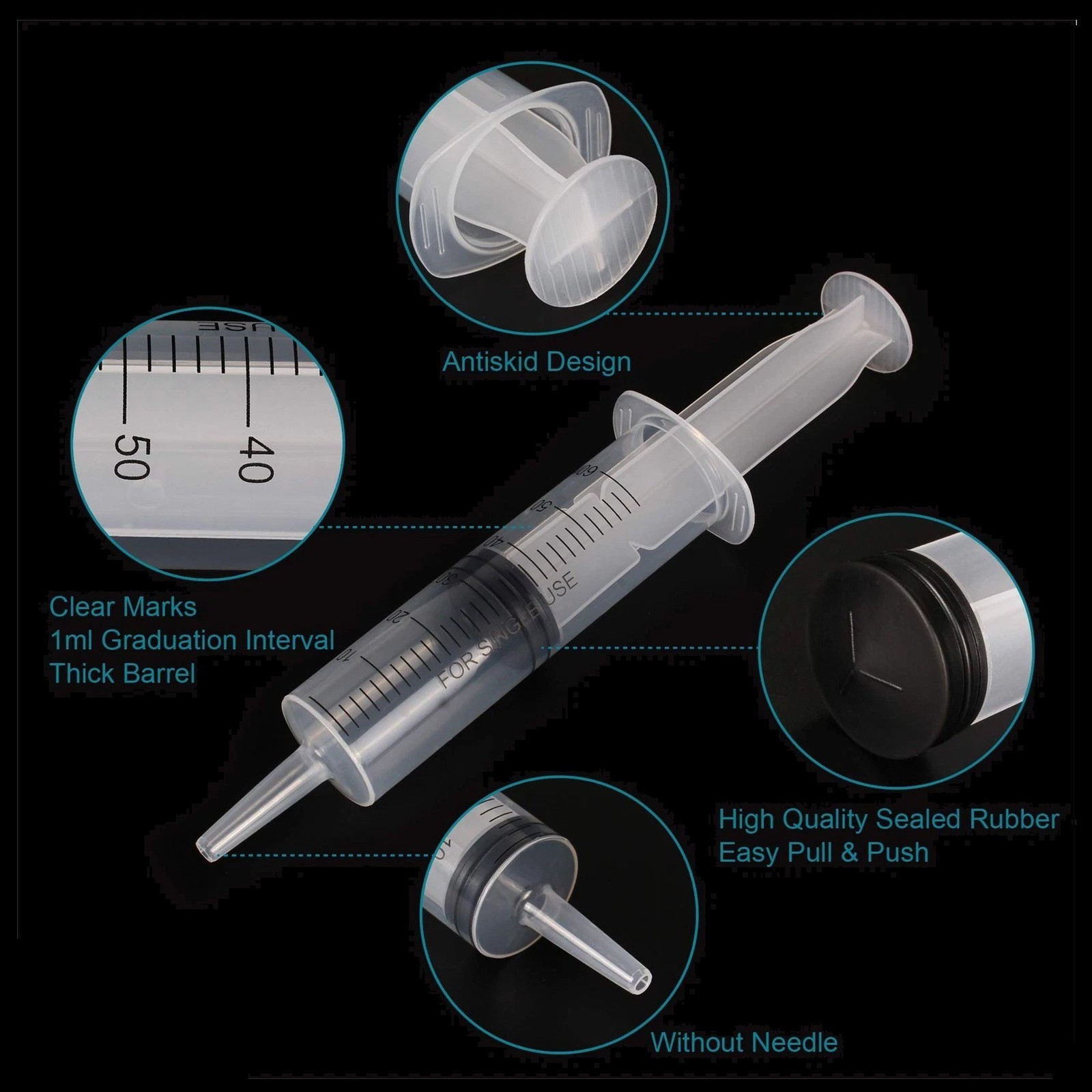 10x 60ml/2oz Plastic Syringe Sterile Plant Water Animal Feeder 60cc Slip Tip