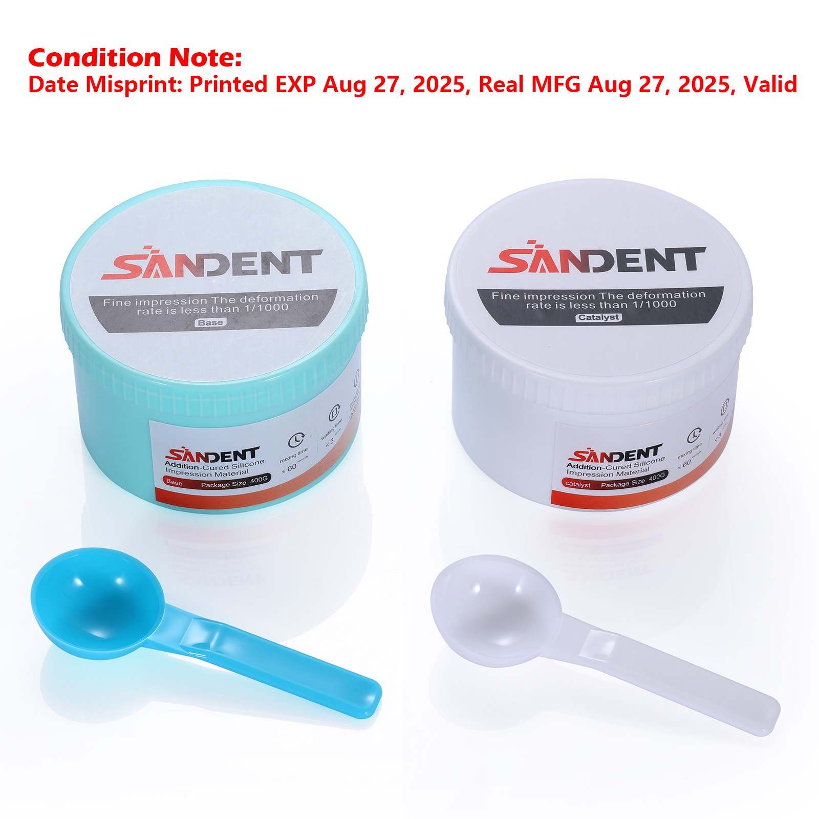 1-10*Dental Putty Fast Set Impression Material 400g Base+400g Catalyst