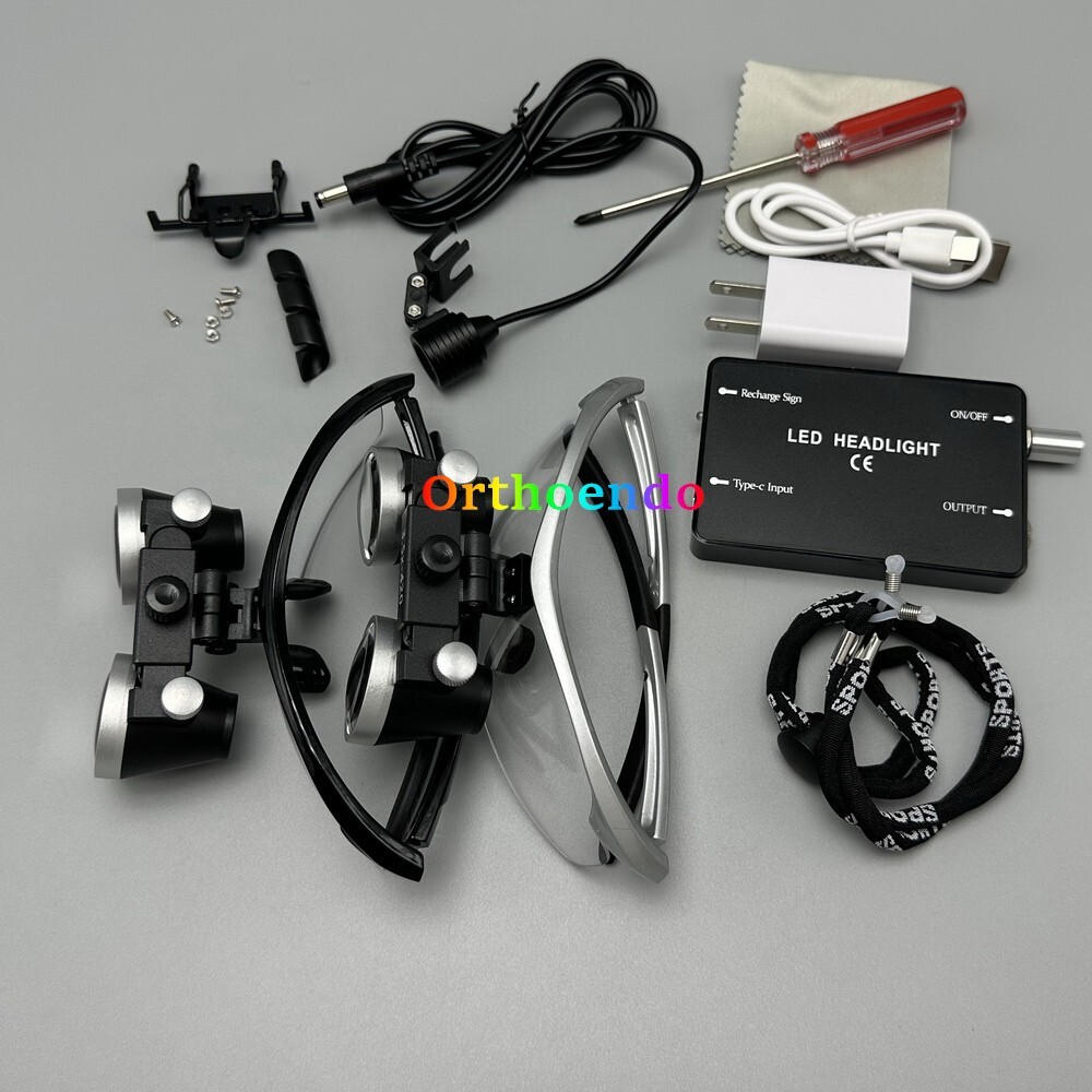 3.5X Dental Surgical LED Loupe Headlight Medical Binoculars Magnifier US/EU Plug