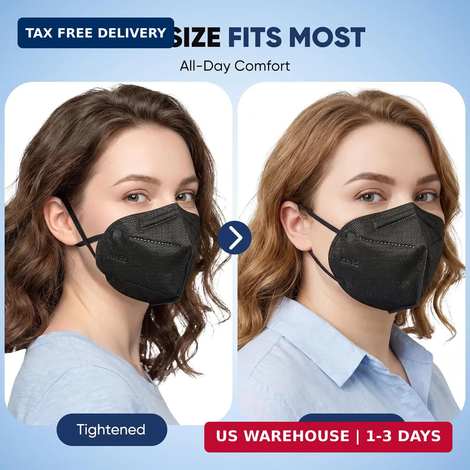 KN95 Face Masks 50 Pack Individually Wrapped 5-Layer Disposable Face Mask Black