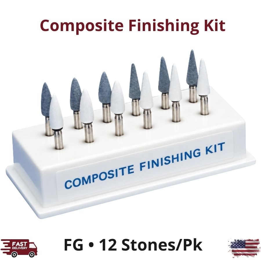 12/Pk Composite Finishing Kit FG Stones Cones Dura-Green Dura-White Finishers