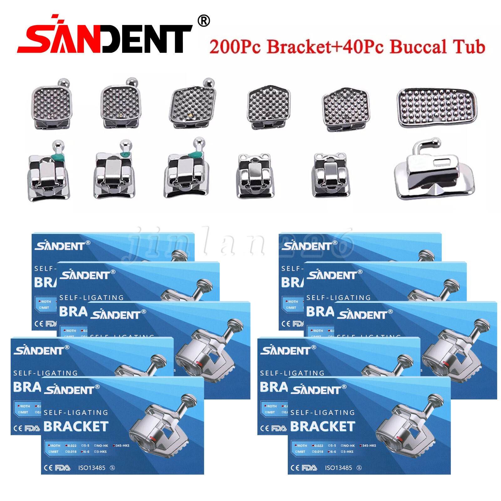 SANDENT Dental Orthodontic Self Ligating Bracket Braces Roth.022 Hooks 345