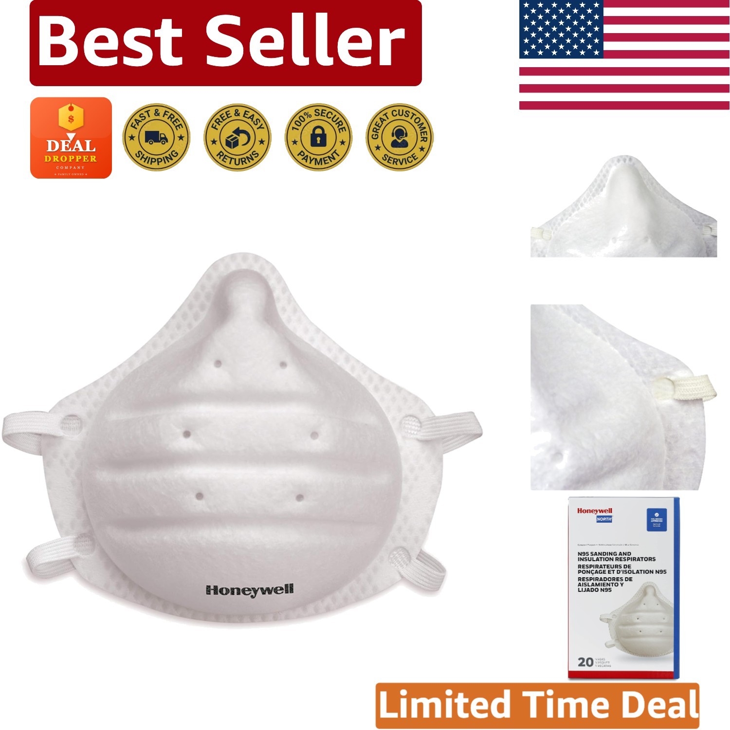 Lightweight N95 Molded Cup Respirators – Hypoallergenic and Comfortable 20-Pack