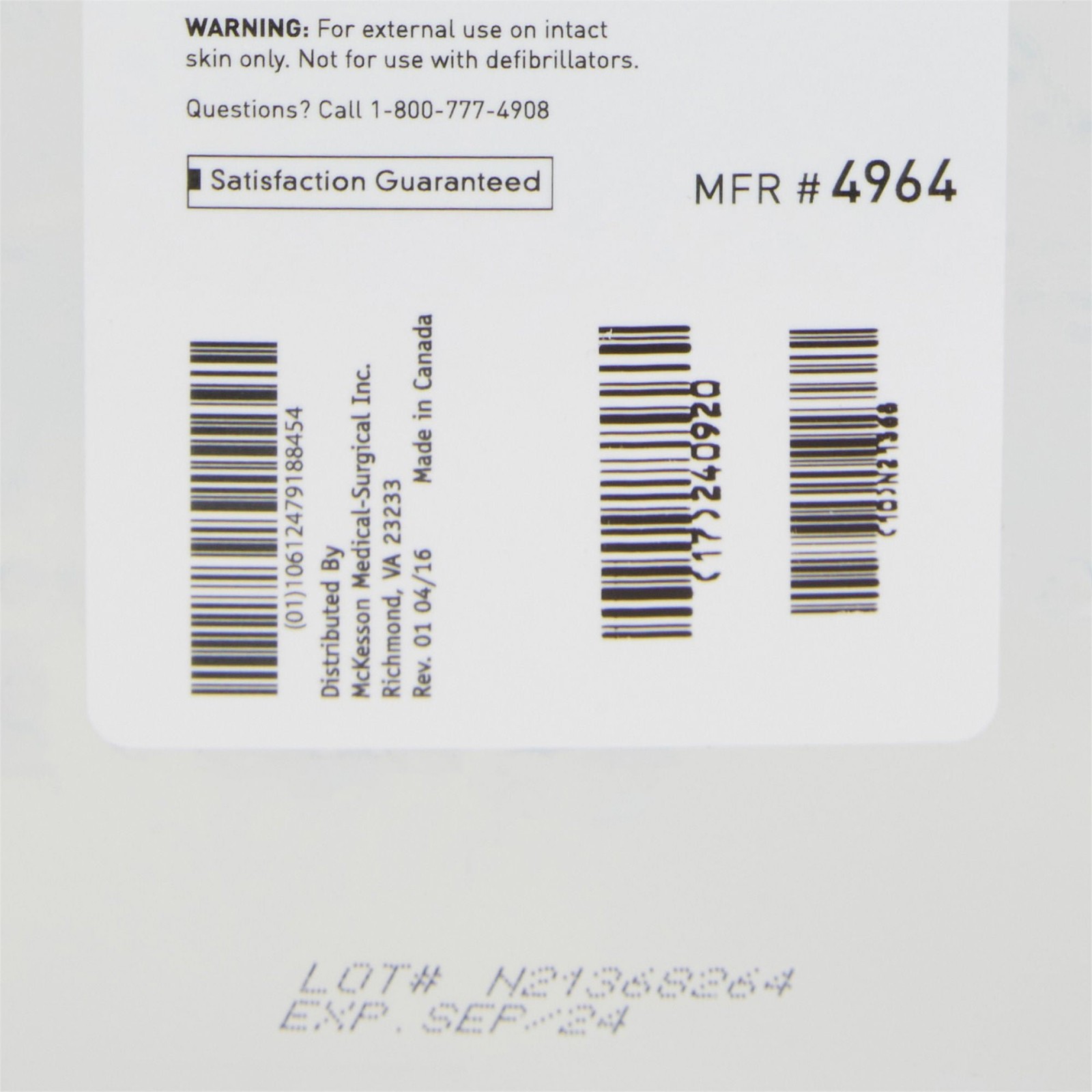 McKesson Clear Ultrasound Gel Transmission Ultrasonic Water Soluble 1 Container