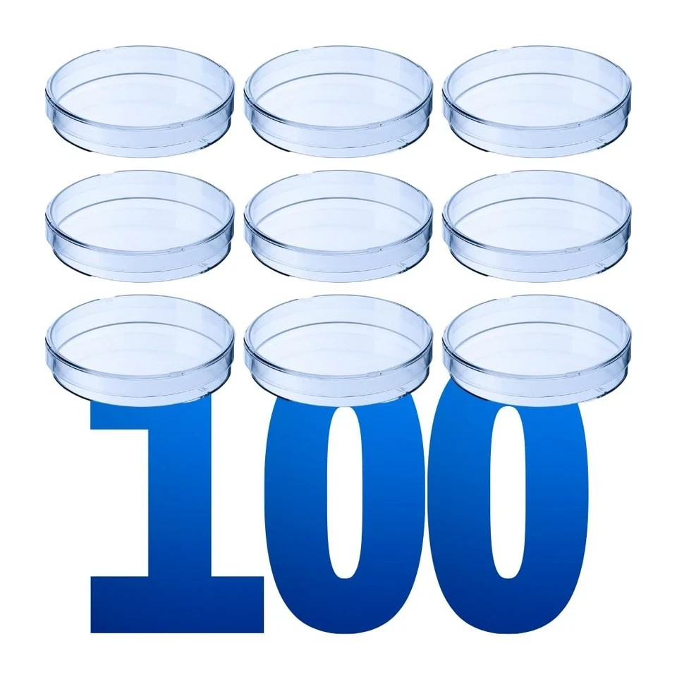 LabXcel Sterile Petri Dishes 50x15mm Vented Lid Polystyrene Lab, School Use 100x