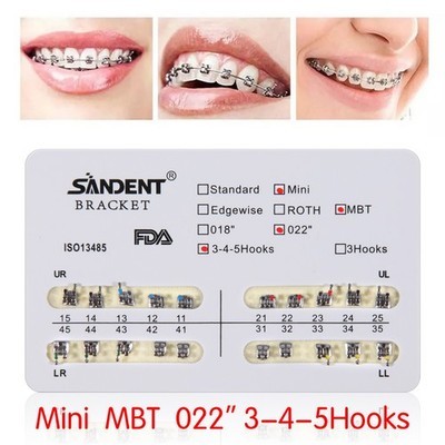20PCS / PACK Dental bretelle attacchi ortodontici Mini MBT Slot 022 345 Hooks CE