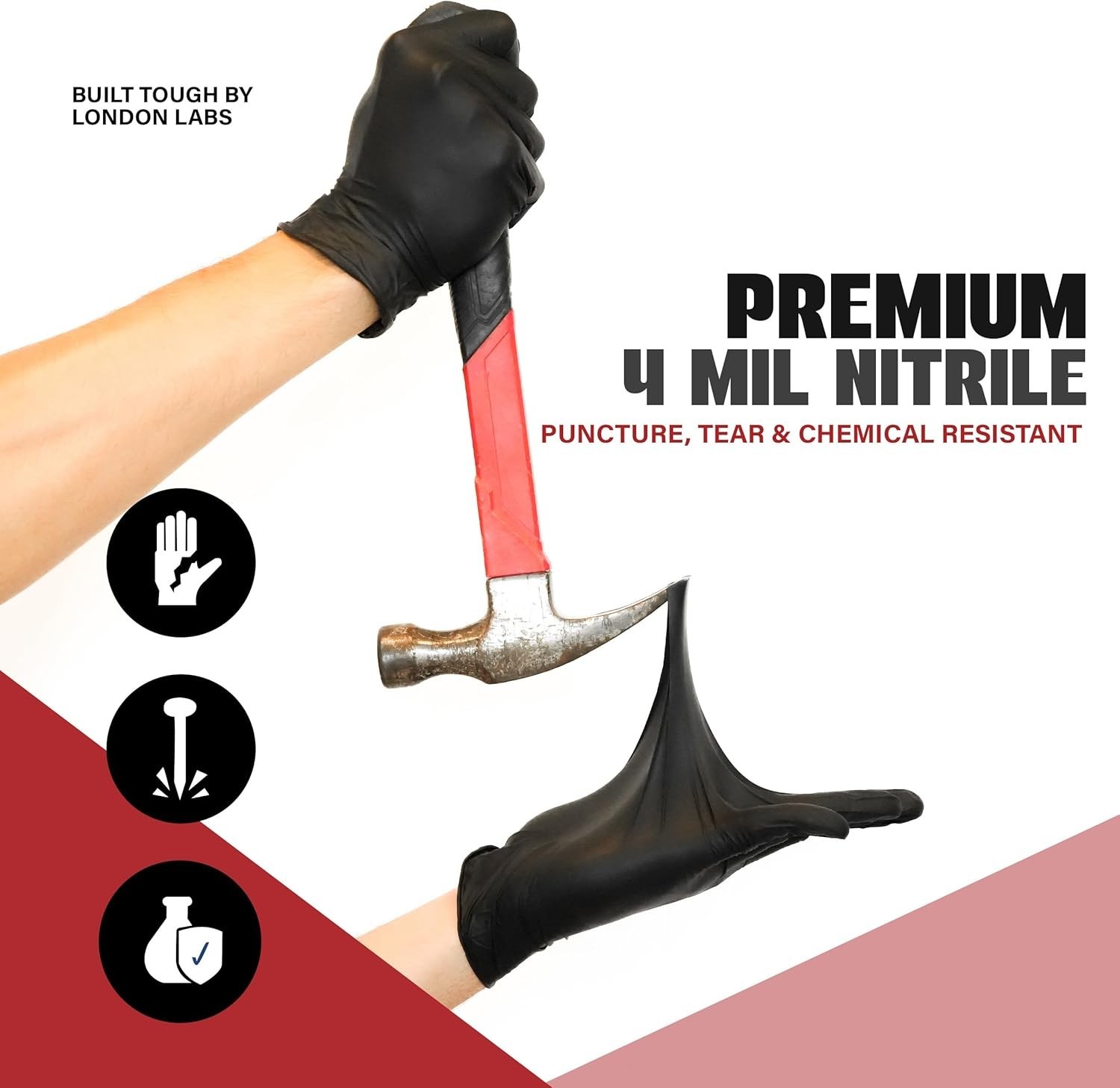Synsafe 4 Mil -Black Nitrile Exam Gloves –Disposable Latex Free & Powder Free…