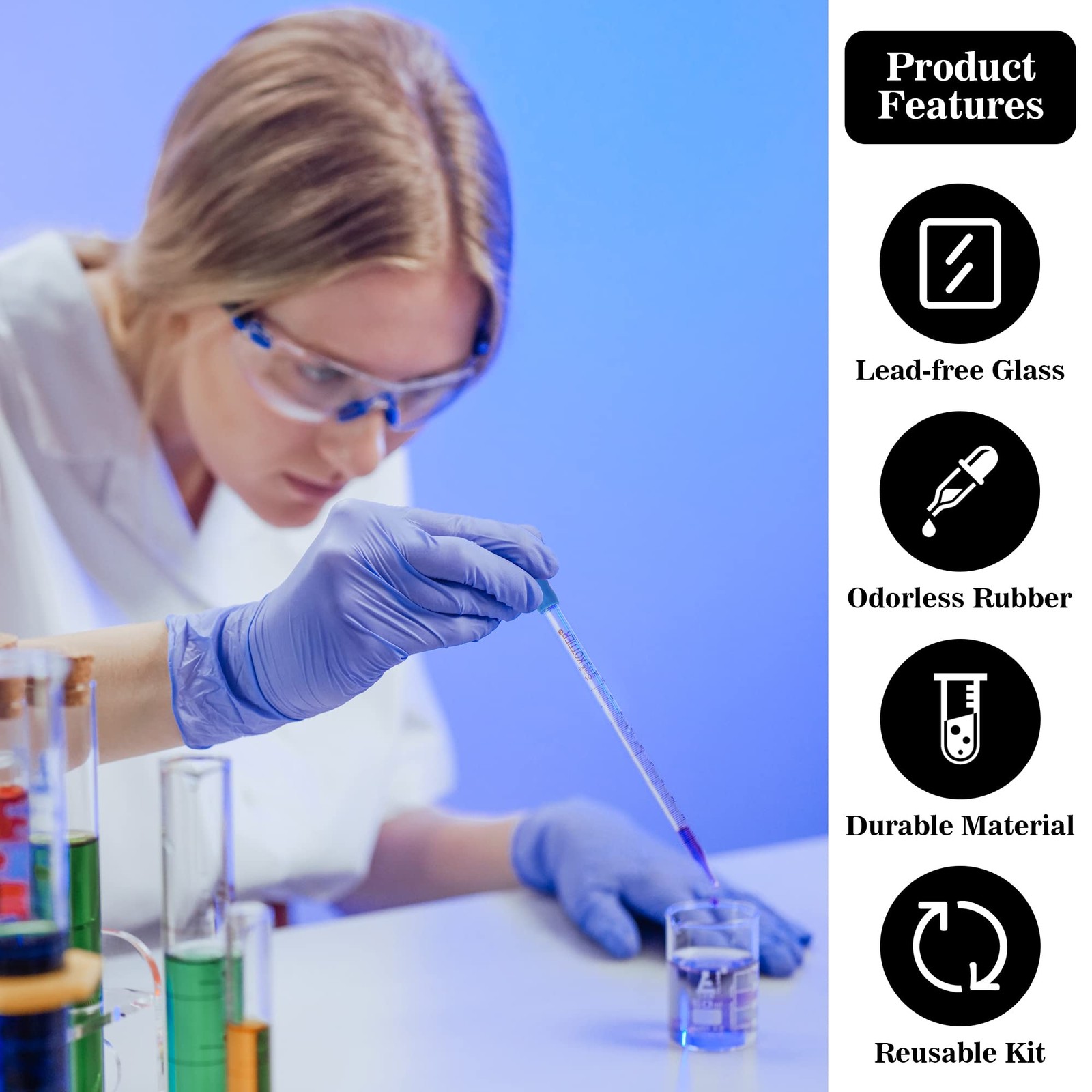3Pcs Glass Pipettes Dropper, 10ml Graduated Liquid Dropper with Rubber Bulb…