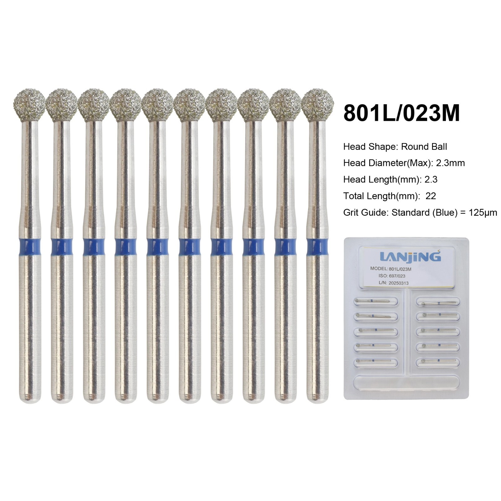 Dental Bur Diamond Burs FG High Speed Round End Taper Cylinder Football Barrel