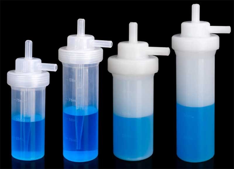 Plastic Gas Absorption Bottle PE PP Acid Alkali Resistant Lab 75ml or 100ml